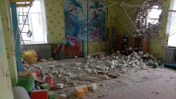 Grădiniță bombardată în estul Ucrainei